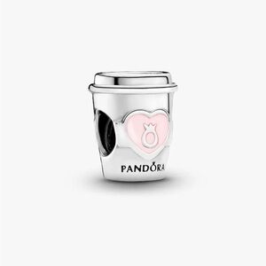 Pandora Silver Coffee Cup Charm with Pink Heart